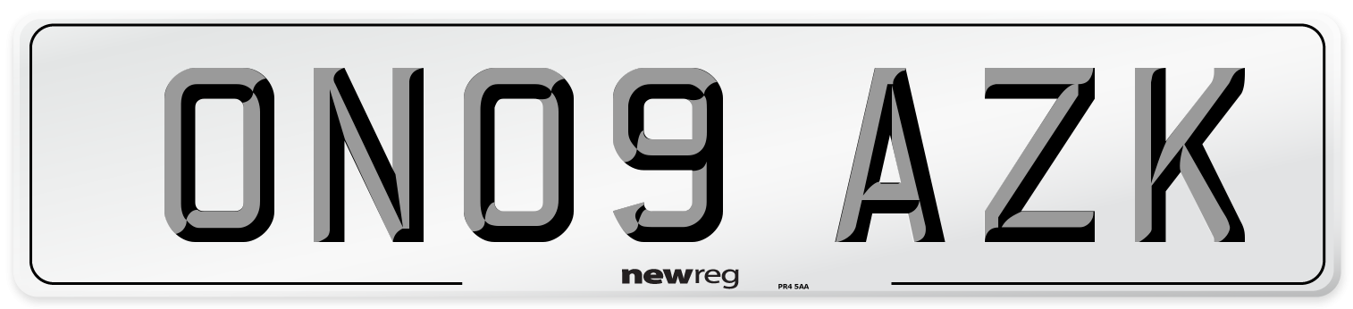 ON09 AZK Number Plate from New Reg